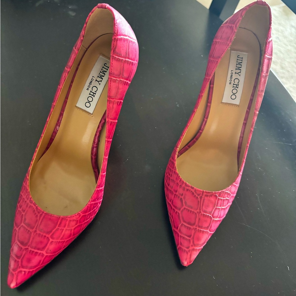 Jimmy Choo Pink 95 pumps.  Size 37.  Gently worn.